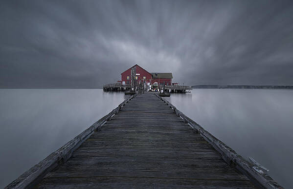 Red Wharf. Slow Shutter Art Print featuring the photograph Red Wharf by Larry Deng