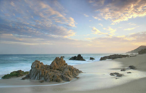 Water's Edge Art Print featuring the photograph Rocky Beach In Los Cabos Mexico by Imaginegolf