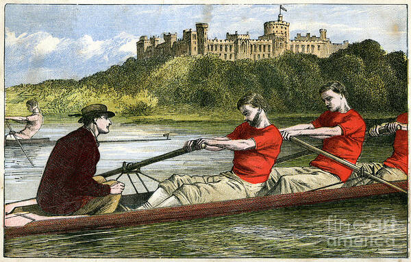 Engraving Art Print featuring the drawing Rowing, 19th Century by Print Collector