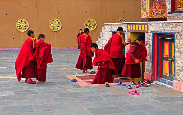 People Art Print featuring the photograph School For Young Buddhist Monks by Giorgio Pizzocaro