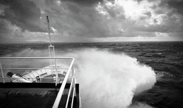 Wind Art Print featuring the photograph Ship Bow In The Storm by Bbuong