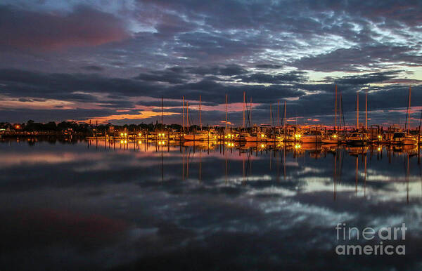 Marina Art Print featuring the photograph Sky and Marina Reflection by Tom Claud