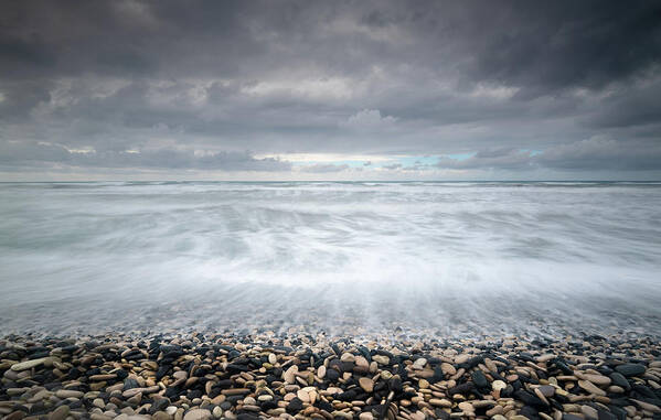 Coast Art Print featuring the photograph Stormy Sky and Wavy ocean by Michalakis Ppalis