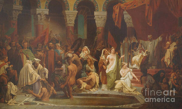 Oil Painting Art Print featuring the drawing The Baptism Of Clovis. Artist Rigo by Heritage Images