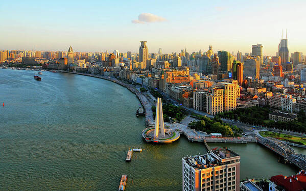 The Bund Art Print featuring the photograph The Bund Sunset by Wei Fang