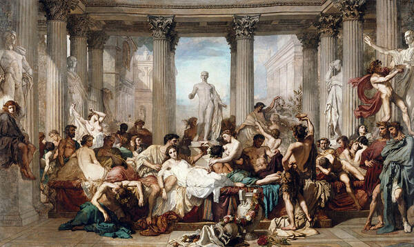 Thomas Couture Art Print featuring the painting The Romans in their Decadence by Thomas Couture