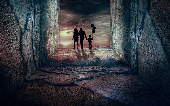 Creative Editing Art Print featuring the photograph There Is Light At The End Of The Tunnel by Gabrielle Halperin