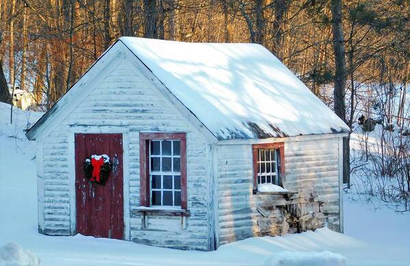 Red Art Print featuring the photograph - Tiny Christmas House by THERESA Nye