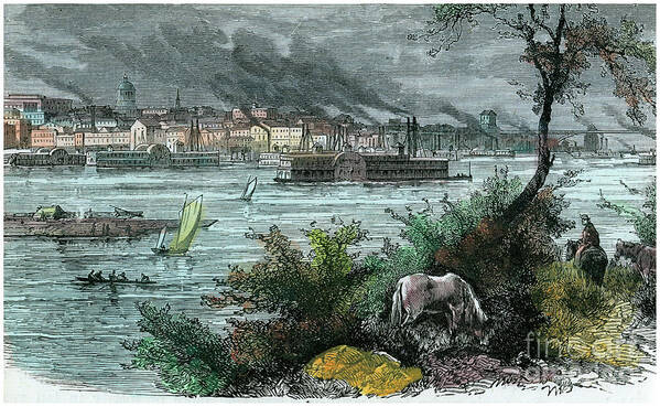 Horse Art Print featuring the drawing View Of St Louis, Missouri, Usa, C1880 by Print Collector