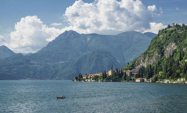 Traditional Art Print featuring the digital art View Of Varenna Village, Lake Como, Italy by Lost Horizon Images