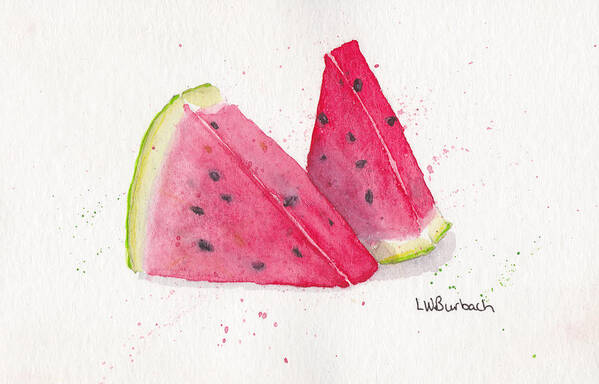 Watermelon Art Print featuring the painting Watermelon by Lisa Burbach