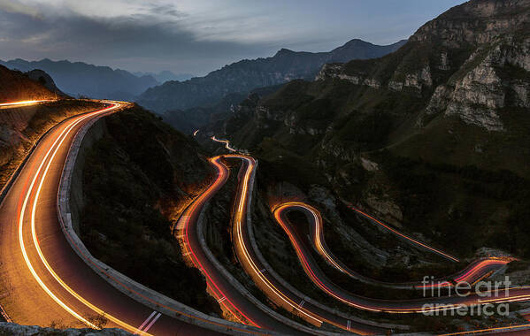 Tranquility Art Print featuring the photograph Winding Road With Hairpin Bends by Wenjie Dong