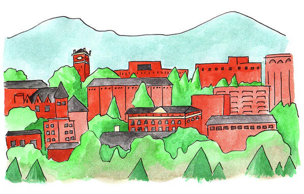Art Art Print featuring the painting WSU Pullman by Anna Elkins