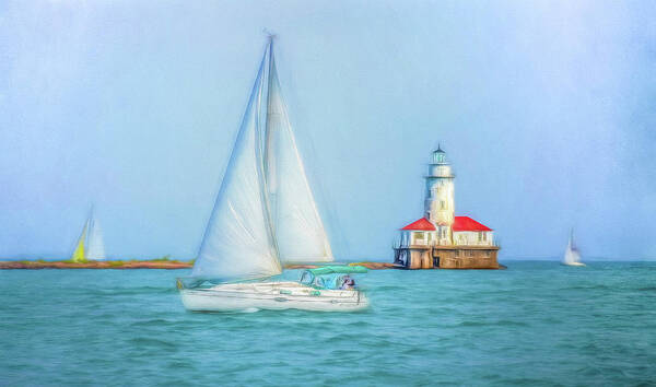 Sail Boats Art Print featuring the photograph Passing The Lighthouse by Kevin Lane