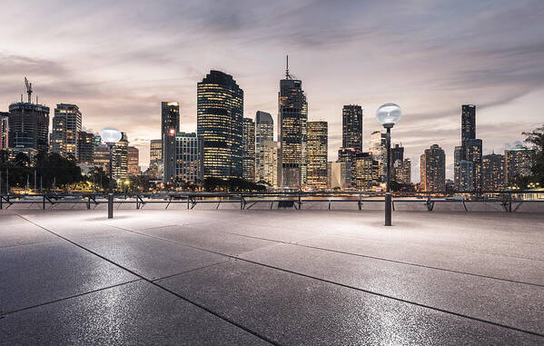 Downtown District Art Print featuring the photograph Town Square, Brisbane #1 by Yubo