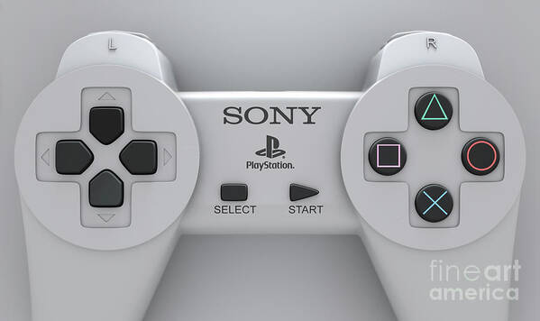 Playstation Art Print featuring the digital art Sony Playstation 1 Gaming Controller #11 by Allan Swart