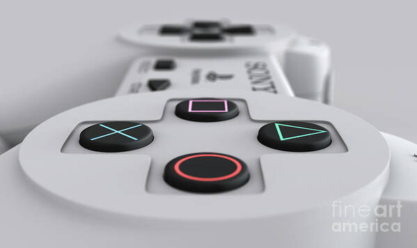 Playstation Art Print featuring the digital art Sony Playstation 1 Gaming Controller #12 by Allan Swart