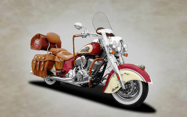 2015 Art Print featuring the photograph 2015 Indian Chief Vintage Motorcycle - 2015indianchiefvintagecyclewhitext154320 by Frank J Benz