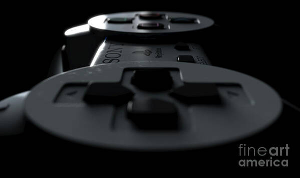 Playstation Art Print featuring the digital art Sony Playstation 1 Gaming Controller #6 by Allan Swart