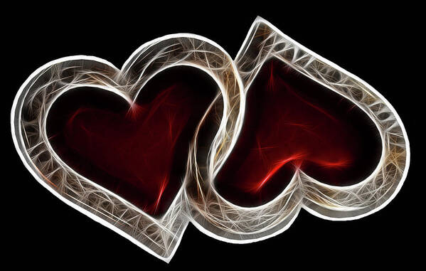 Heart Art Print featuring the photograph A Pair Of Hearts - Horizontal by Shane Bechler
