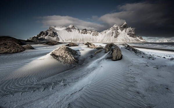 Scenics Art Print featuring the photograph A winter mountain scene. by Alex Saberi