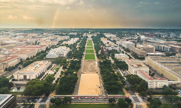 Grass Art Print featuring the photograph Aerial view of The Capitol and The Nation Mall, Washington D.C. by Krit Jantana