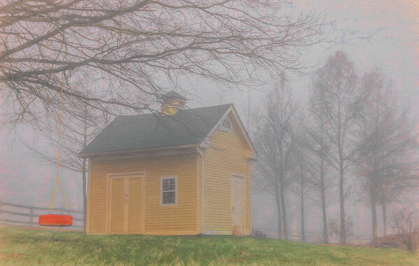 Foggy Art Print featuring the photograph Very Close to Home in November by Marcy Wielfaert