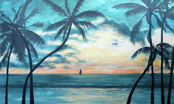 Hawaii Art Print featuring the painting Beach Palms by Katrina Nixon