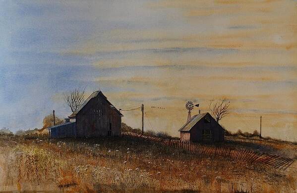 Barns Art Print featuring the painting Behind The Barns by John Glass