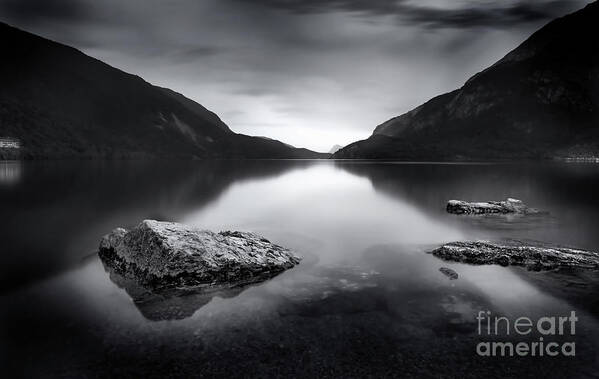 Black And White Art Print featuring the photograph Black and white lake by The P