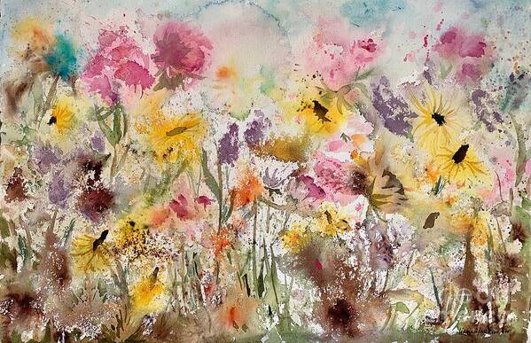 Meadow Art Print featuring the painting Blissful Meadow by Liana Yarckin