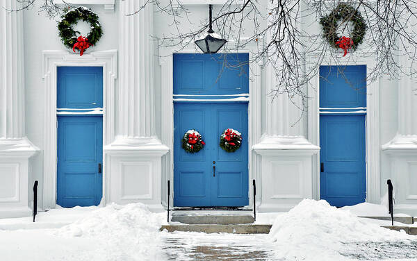 Blue Art Print featuring the photograph Blue Doors by Monika Salvan
