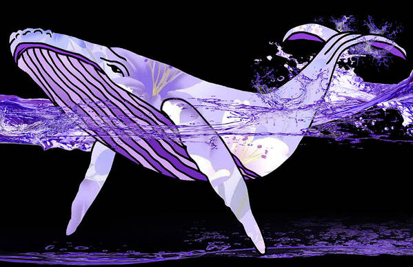 Purple Art Print featuring the mixed media Blue Whale's Beauty by Kelly Mills