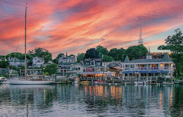 Maine Art Print featuring the photograph Camden Harbor at Sunset by Marcy Wielfaert