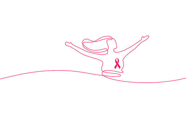 Breast Cancer Care Art Print featuring the drawing Cancer Awareness Girl by Amtitus