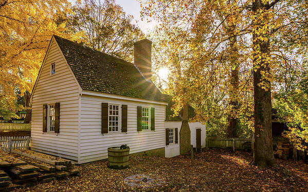 Colonial Williamsburg Art Print featuring the photograph The Wheelwright in Autumn by Rachel Morrison