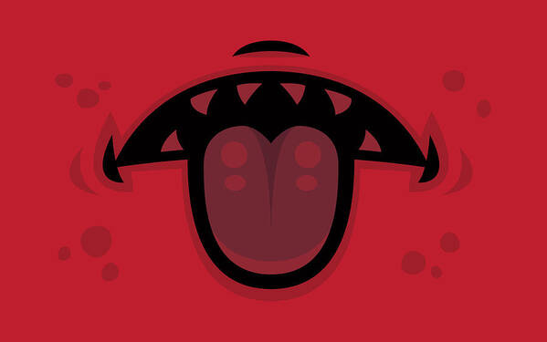 Mouth Art Print featuring the digital art Evil Demon Mouth with Tongue by John Schwegel