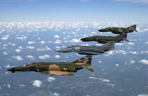 Military Art Print featuring the photograph F-4 Heritage Flight over Florida by US Air Force