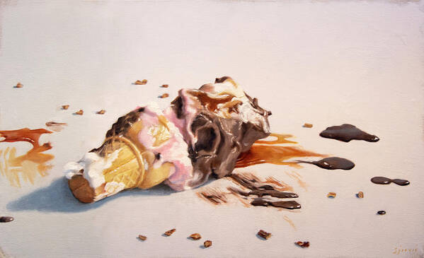 Ice Cream Art Print featuring the painting Gravity by Susan N Jarvis