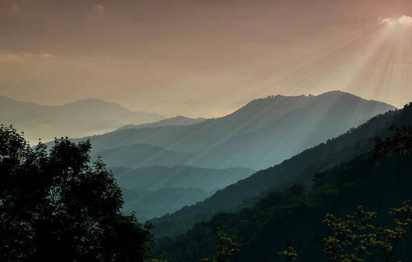 Blue Art Print featuring the photograph Great Smoky Mountains Blue Ridge Parkway by Patti Deters
