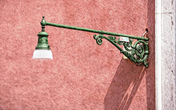 Venice Art Print featuring the photograph Green Wrought Iron Street Lamp of Venice by David Letts