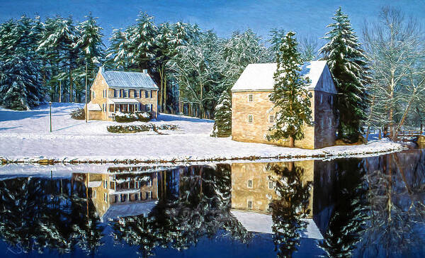 Grings Mill Recreation Area Art Print featuring the photograph Grings Mill Snow 90-001 Paint by Scott McAllister
