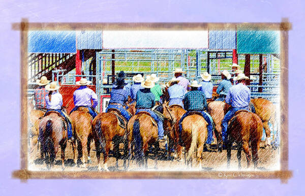 Horses Art Print featuring the mixed media Hats and Rumps Listen Up by Kae Cheatham
