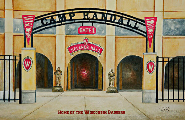 Football Art Print featuring the painting Home of the Badgers by Thomas Kuchenbecker