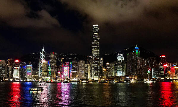 Population Explosion Art Print featuring the photograph Hong Kong waterfront at night II by Vsojoy