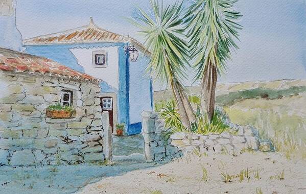 Portugal Art Print featuring the painting House and Barn by Sandie Croft