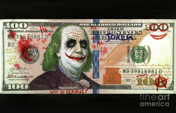 Joker 100 Dollar Bill Art Print by James Holko - Pixels Merch