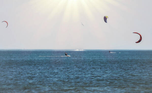 Texas Art Print featuring the photograph Kite Surfing Fun in the Sun by Debra Martz