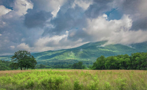 Cades Cove Art Print featuring the photograph Light Play On The Mountains by Marcy Wielfaert