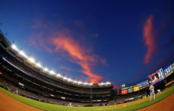 American League Baseball Art Print featuring the photograph Masahiro Tanaka and Daniel Nava by Rich Schultz